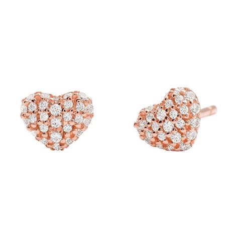 michael kors rose gold-tone heart pendant stud earrings set|michael kors hoops.